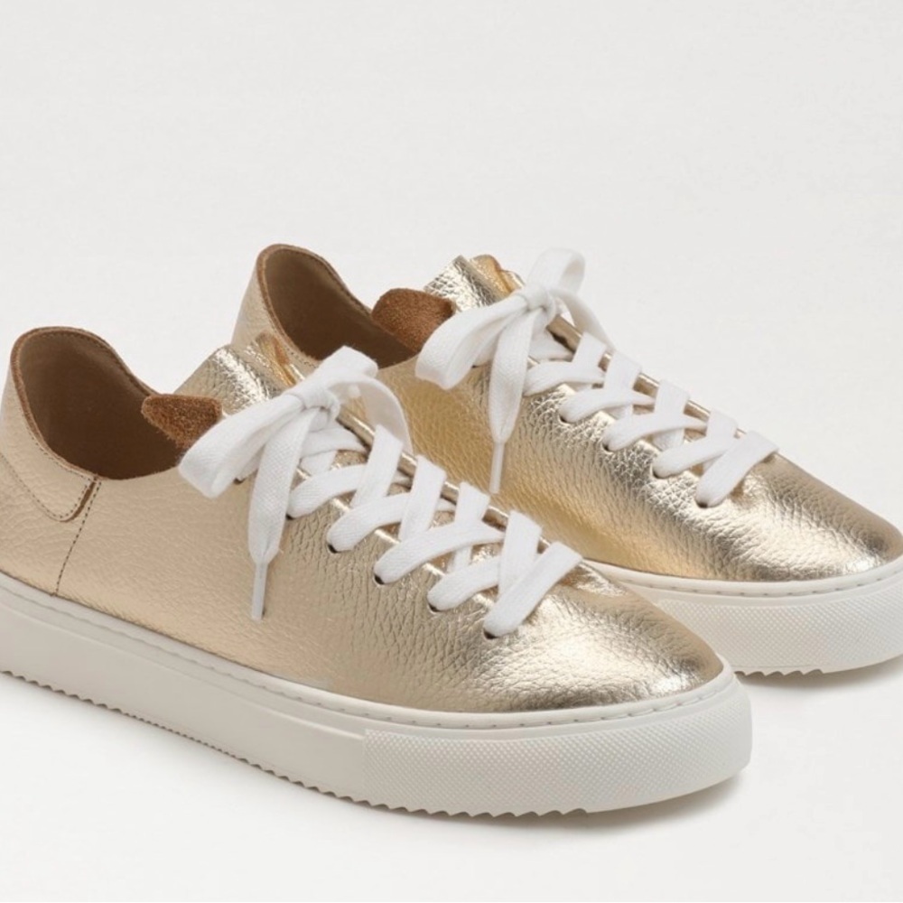 Sam Edelman Gold/metallic Poppy Lace Up low top Sneaker women's SZ 4